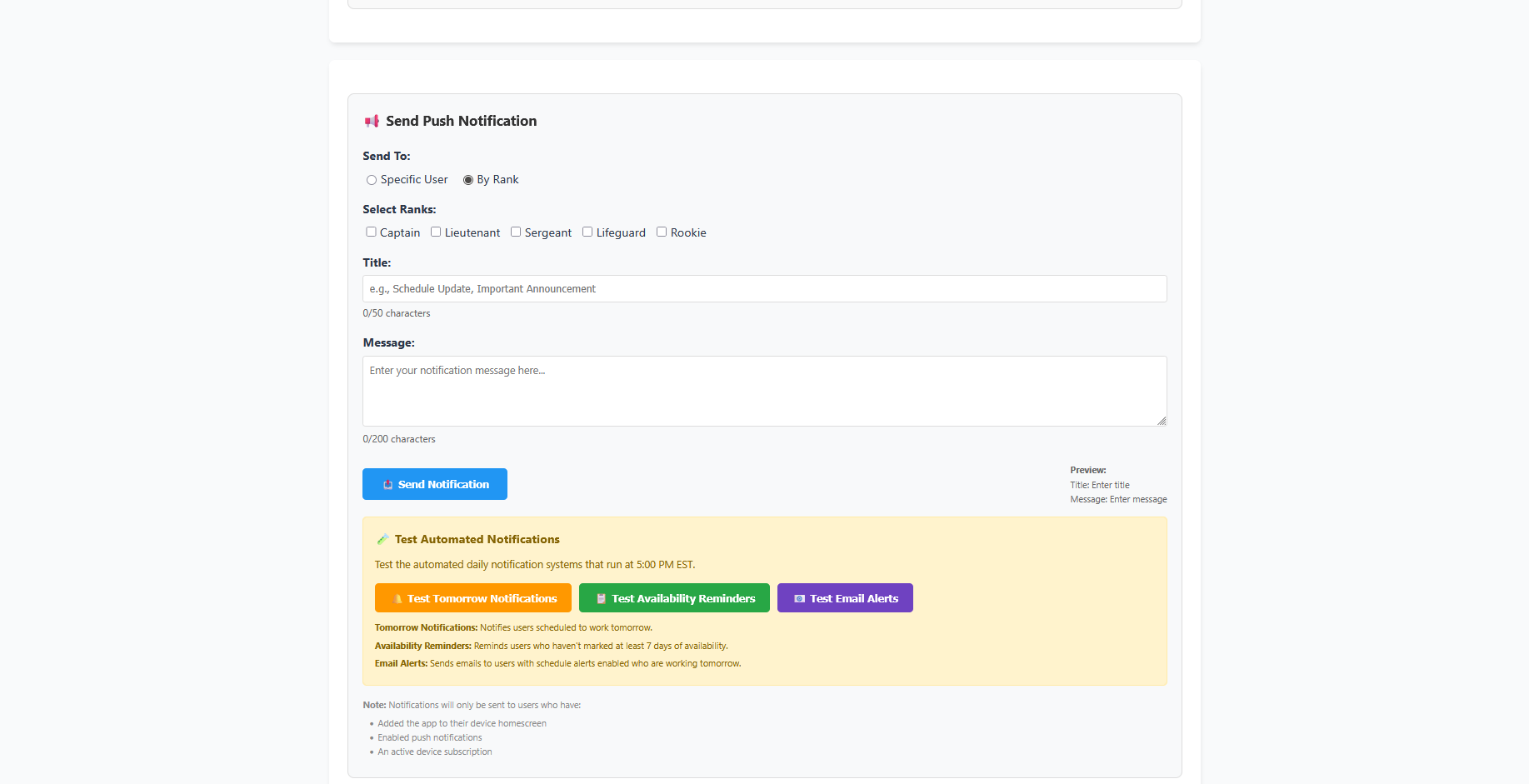 Send notification by rank
